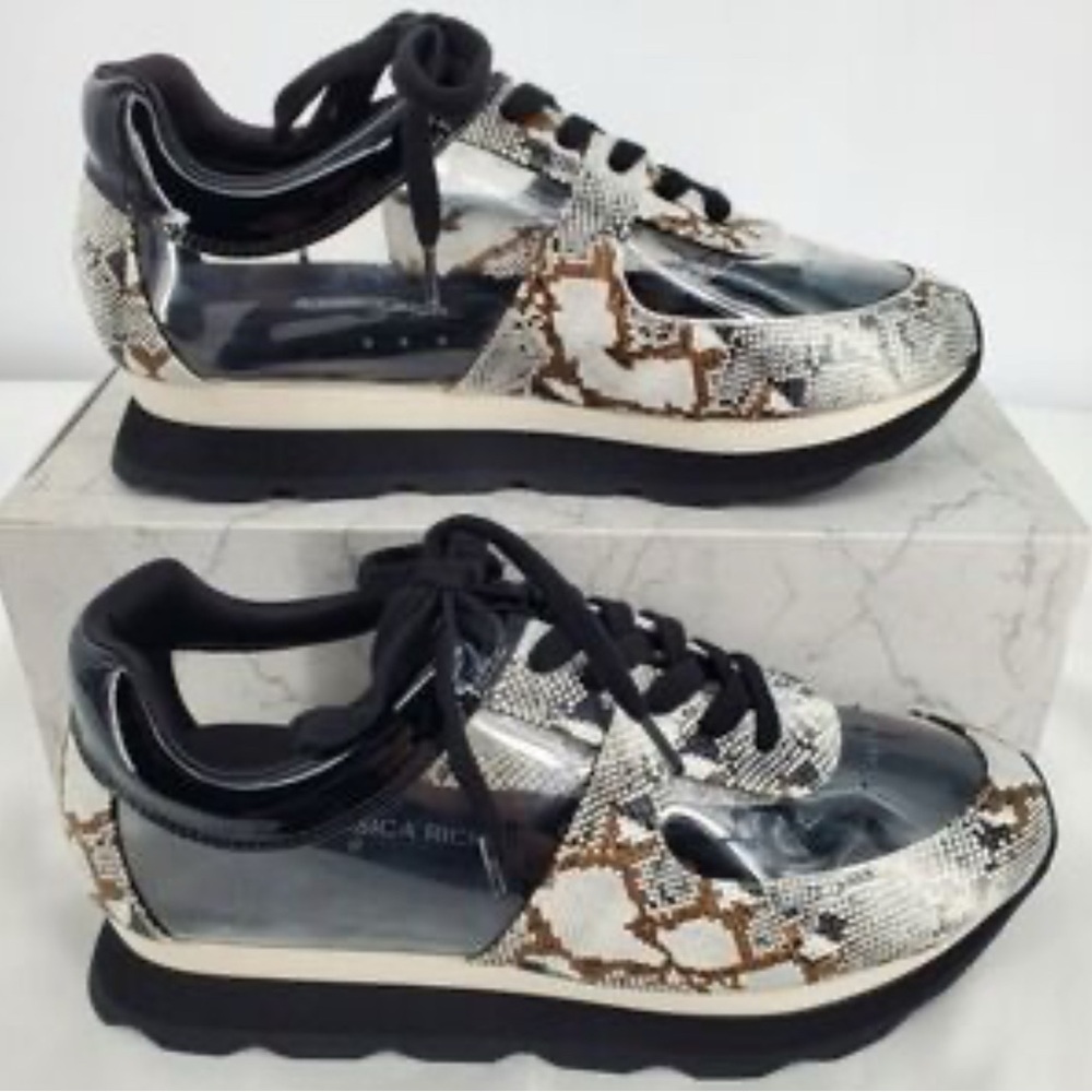 Jessica Rich Transparent “Gold Snake” Patent Sneakers — Brand New in Box